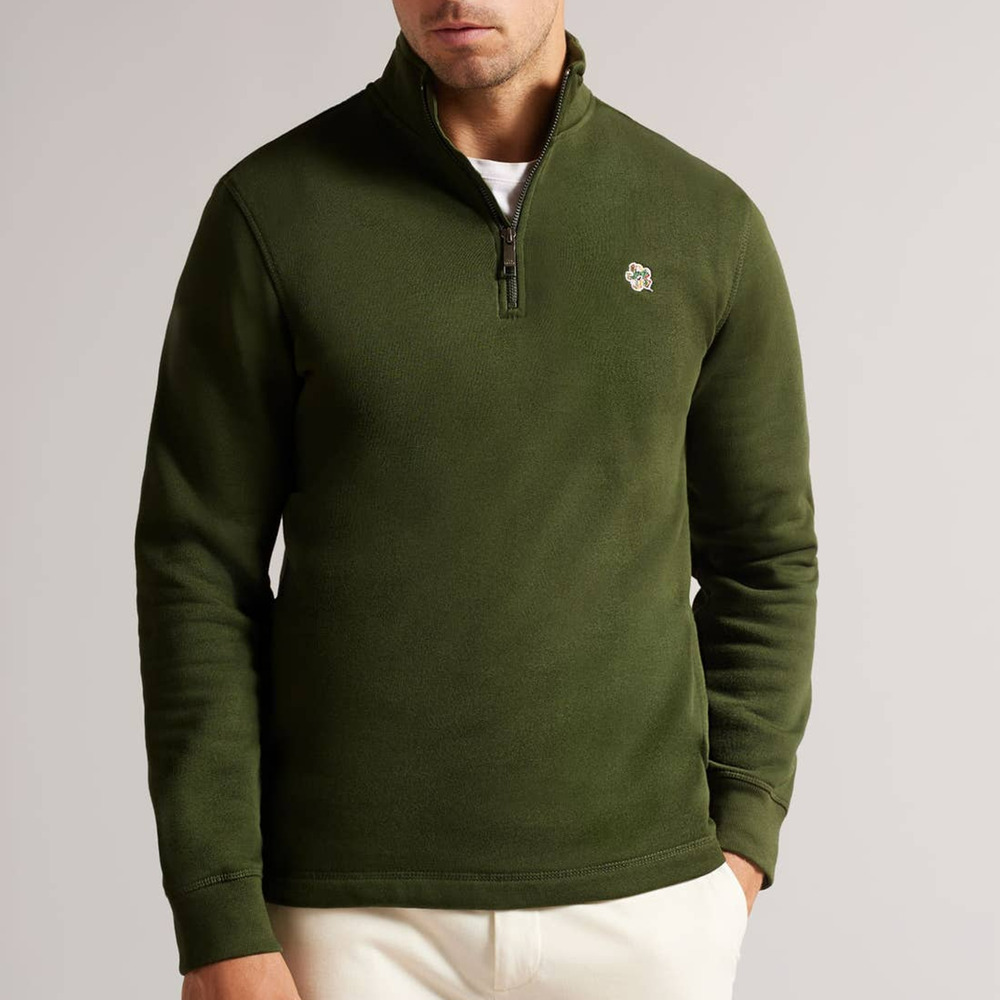 Ted Baker NWT Men's Kilbrun Half Zip High Neck Sweatshirt Size 6 (US XXL) Green
